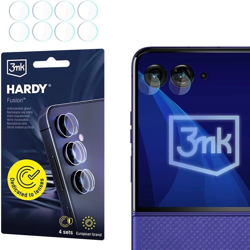 4x Hybridglas Kameraschutz für Motorola Razr 70, 3mk Hardy Fusion Lens Protection