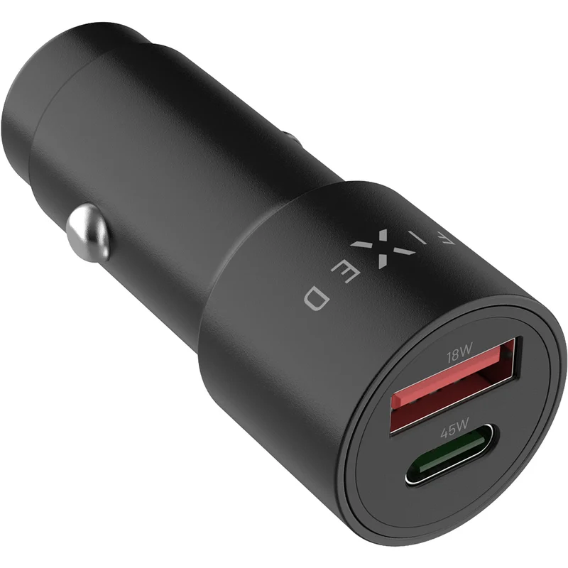 Autoladegerät mit USB-C PD 3.0 und USB-A, 63W, Fixed Car Charger, Schwarz