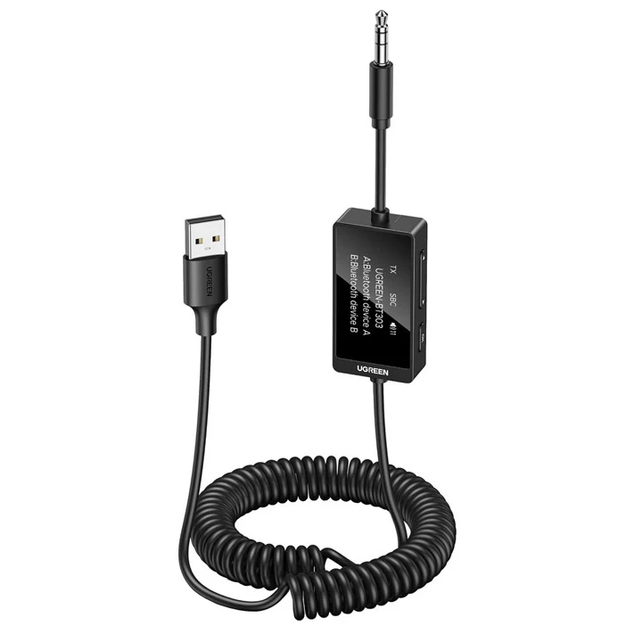 Bluetooth-Transmitter/Receiver 5.4 mit 3.5 mm Klinke AUX TX/RX, Ugreen BT303, Schwarz