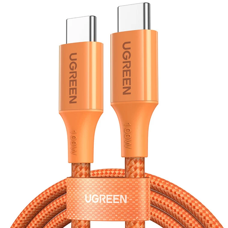 Ladekabel / Datenkabel USB-C zu USB-C, Ugreen L502, 100W PD 3.0, 480 Mbps, 5A, 1 m, Orange