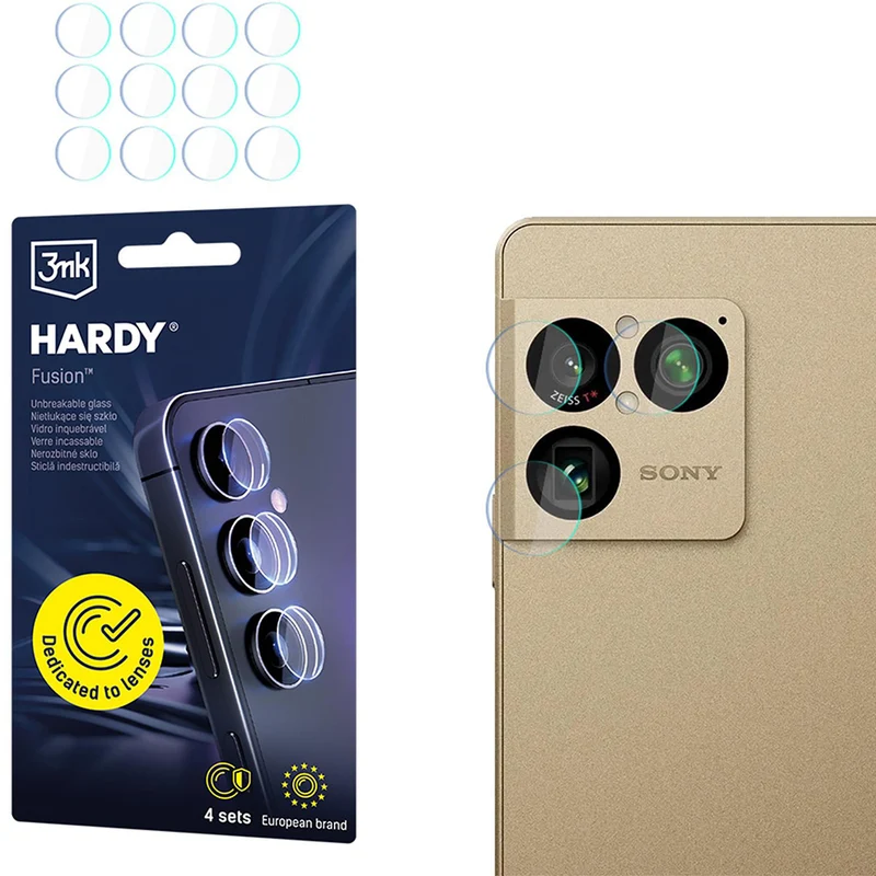 4x Hybridglas Kameraschutz für Xperia 1 VIII, 3mk Hardy Fusion Lens Protection