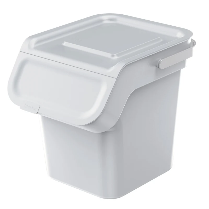 Kaddi Q Abfalleimer 20L mit Aktivkohlefilter, Mülltrennungsbehälter Deckel Recycling Recyclingbehälter Abfallsortierkorb Behälter (Aschgrau)