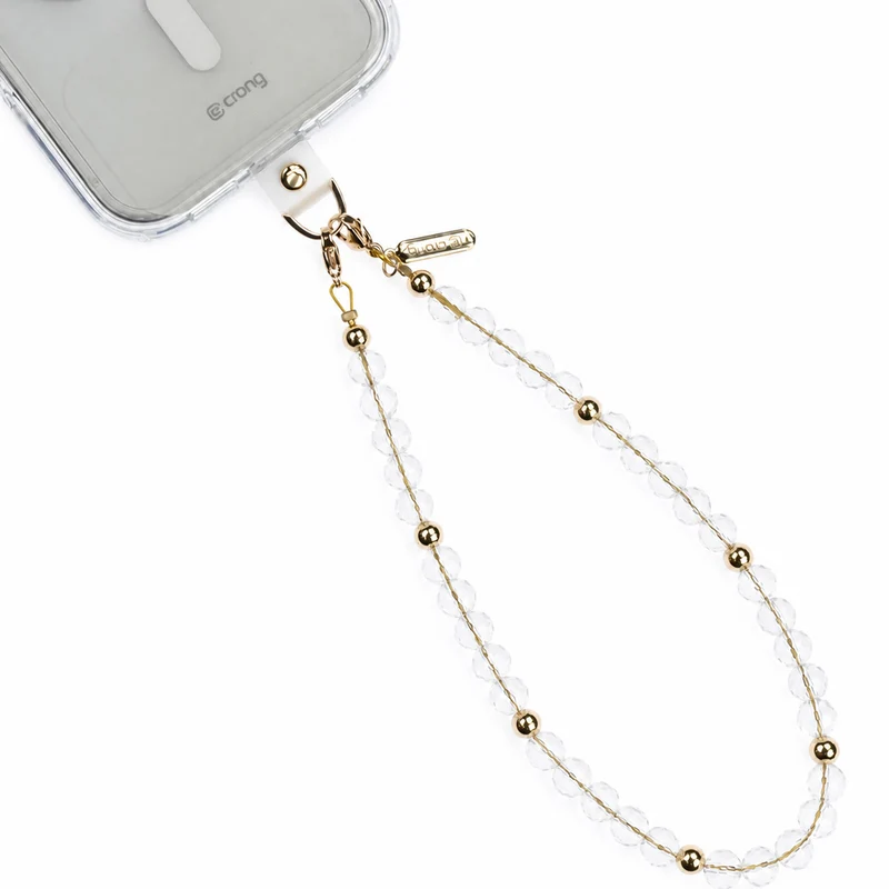 Universal-Handyband für das Handgelenk, Crong Phone Charm, Gold mit transparenten Perlen