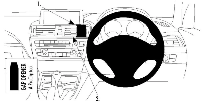 ProClip Fahrzeughalter für Rechtslenker 654721 - Mittelbefestigung - BMW 1-series F20, F21 12-17, BMW 2-series F22 und weitere