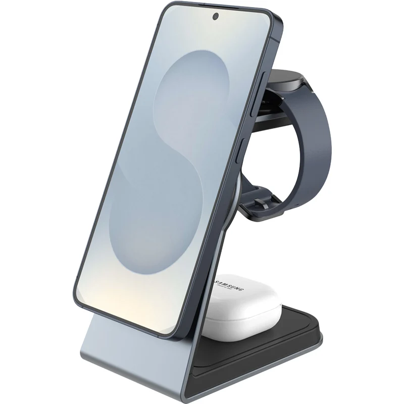 Induktionsladegerät mit Qi2.2 25W für MagSafe, 30.5W, Fixed MagPowerstation Alu 3, inkl. USB-C Kabel, Silber