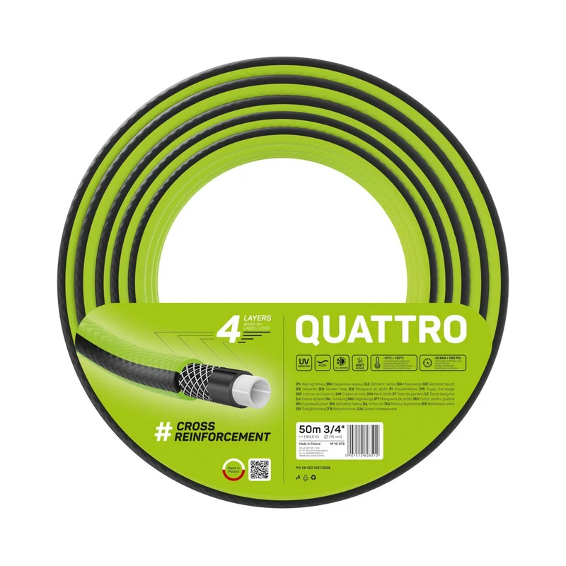 Cellfast Quattro 3/4'' Gartenschlauch 50m 4 Lagen Kreuzgeflecht