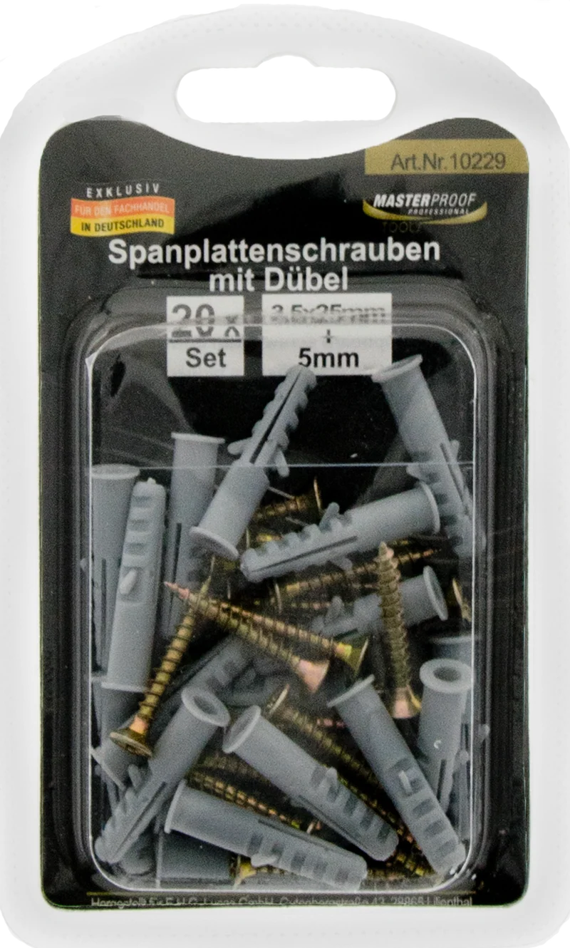 Spanplattenschrauben 3,5 x 25 mm mit Dübel 5 mm