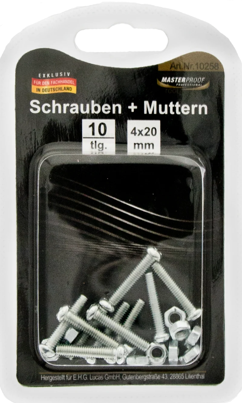 Schrauben und Muttern 4 x 20 mm