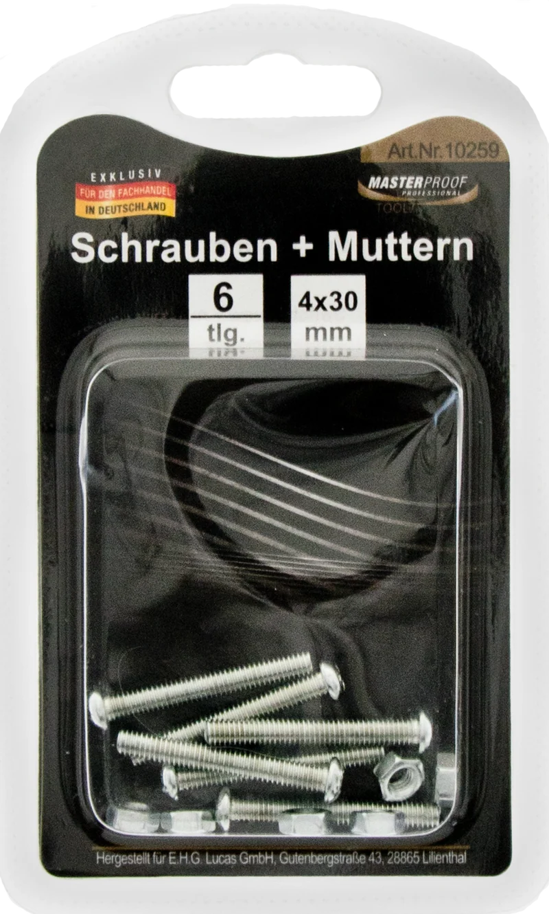 Schrauben und Muttern 4 x 30 mm
