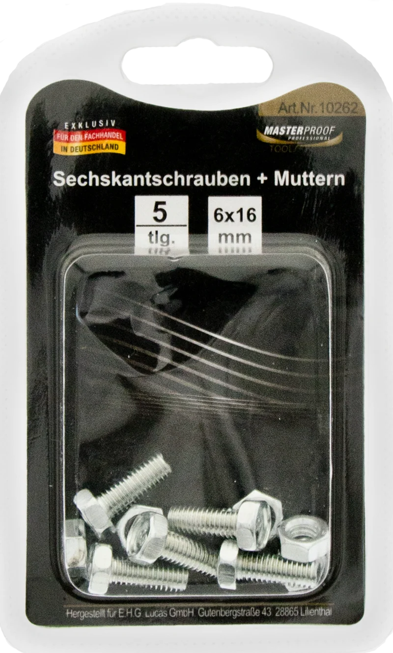 Sechskantschrauben und Muttern 6 x 16 mm