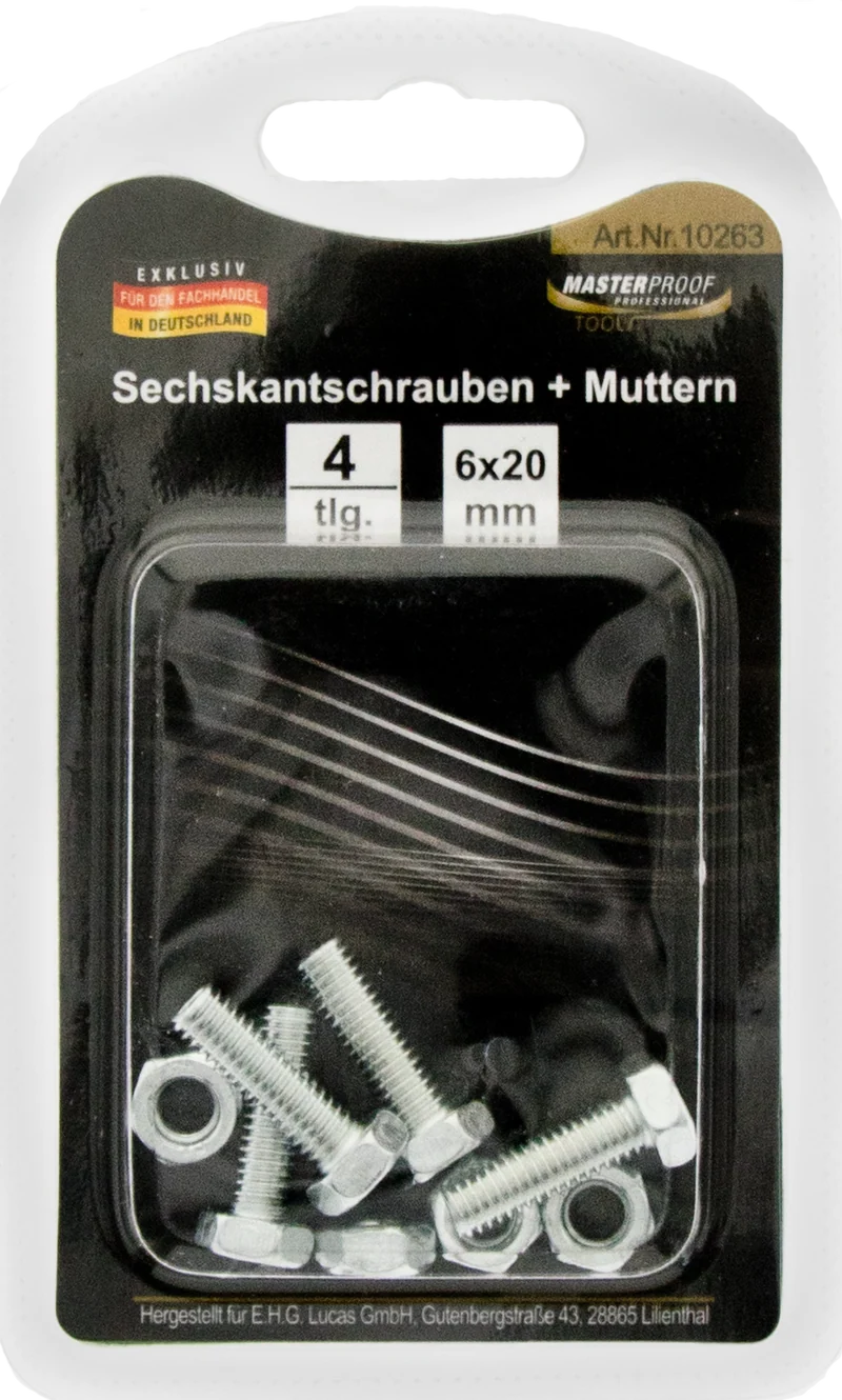 Sechskantschrauben und Muttern 6 x 20 mm