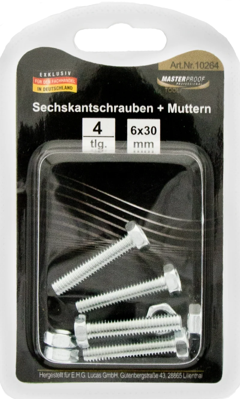 Sechskantschrauben und Muttern 6 x 30 mm