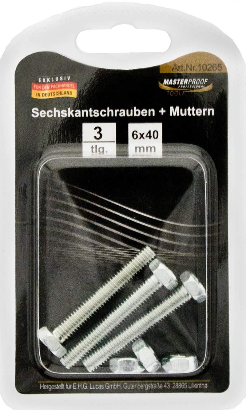 Sechskantschrauben und Muttern 6 x 40 mm