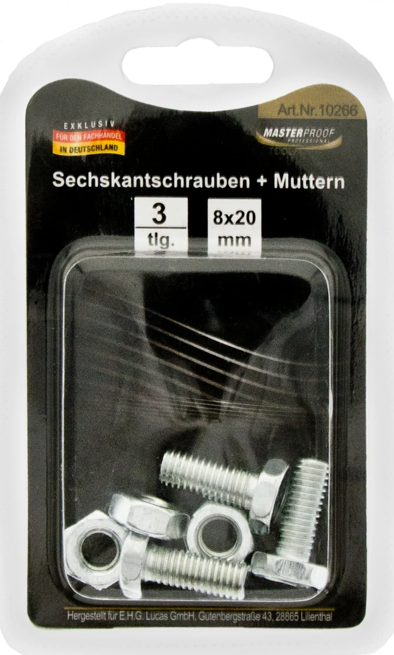 Sechskantschrauben und Muttern 8 x 20 mm