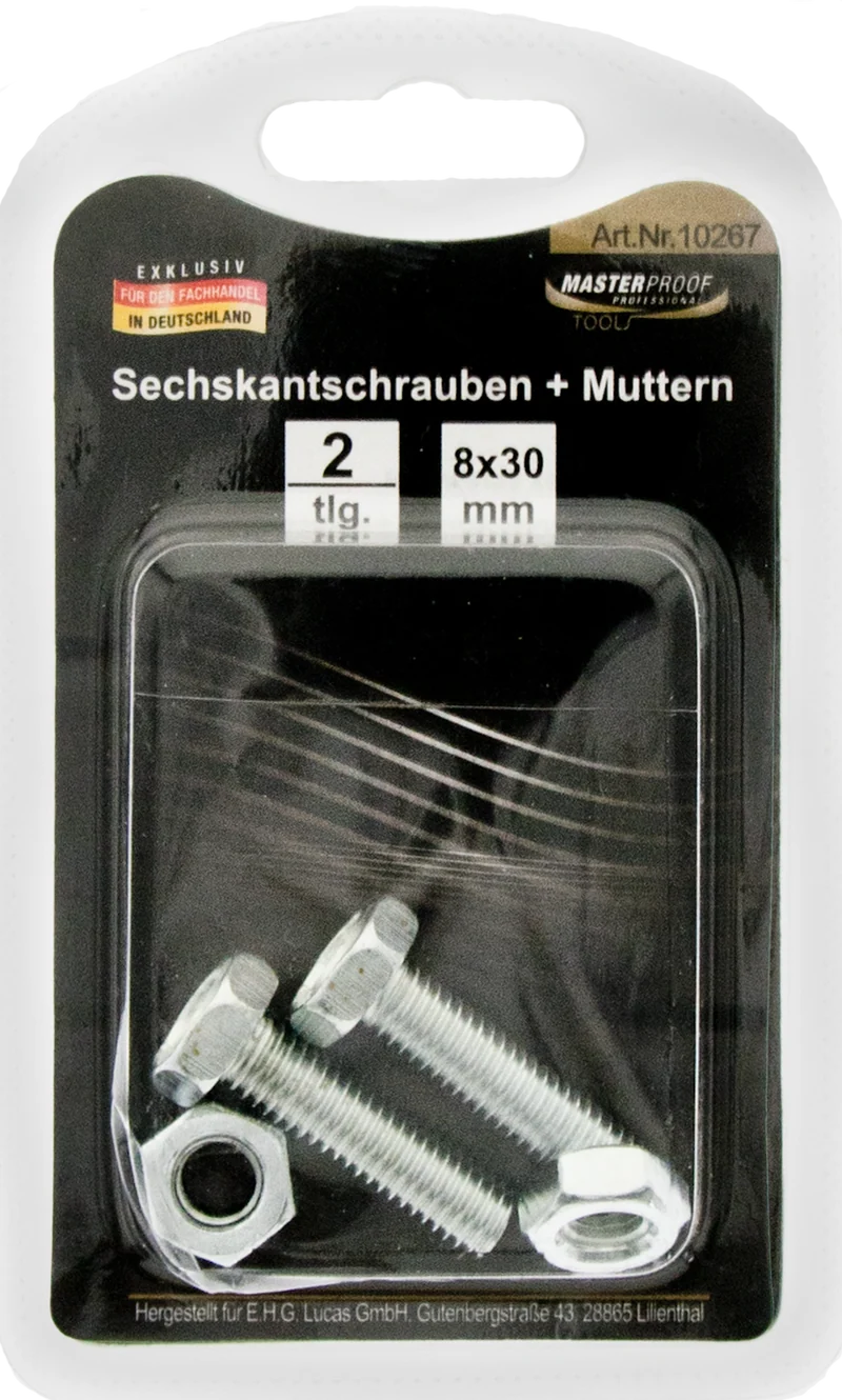 Sechskantschrauben und Muttern 8 x 30 mm