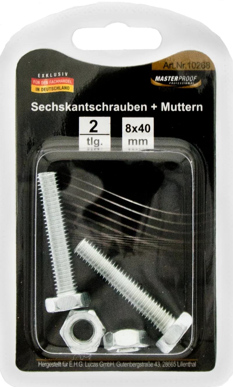 Sechskantschrauben und Muttern 8 x 40 mm
