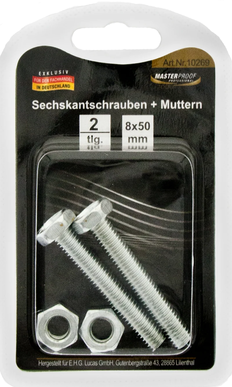 Sechskantschrauben und Muttern 8 x 50 mm