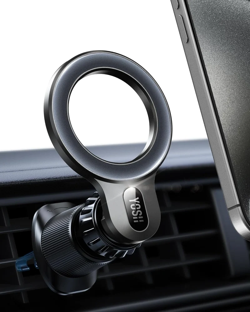 YOSH MagSafe Car Mount, Magnetic Phone Car Mount, Phone Holder for Cars Air Vent with 20 x N55 Magnets, iPhone Car Holder Double Hook for iPhone 17 16 15 14 13 12 Series & MagSafe Case & All Phones