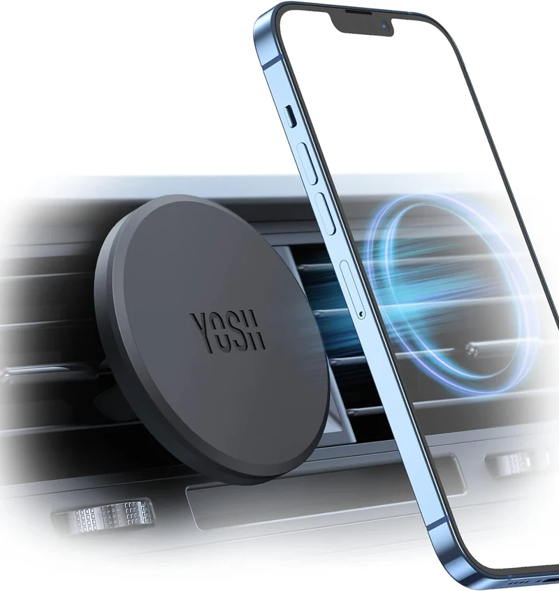 YOSH MagSafe Car Mount, Magnetic Phone Holder for Car Vent, [1s Installation & Full Rubber Protection], N55 Magnets for iPhone 17/16/15/14/13/12, Fits MagSafe Cases