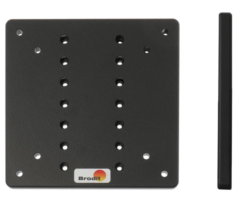 Montageplatte 216138 Mit Vesa 75/100 + multiple AMPS Löcher. 120x120 mm, Dicke 9 mm.