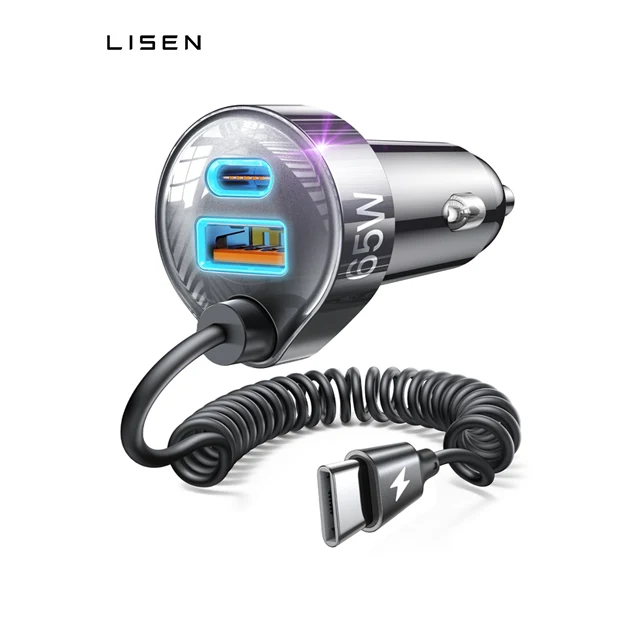 LISEN 65W Auto-Ladegerät – 2× USB-C PD & USB-A QC