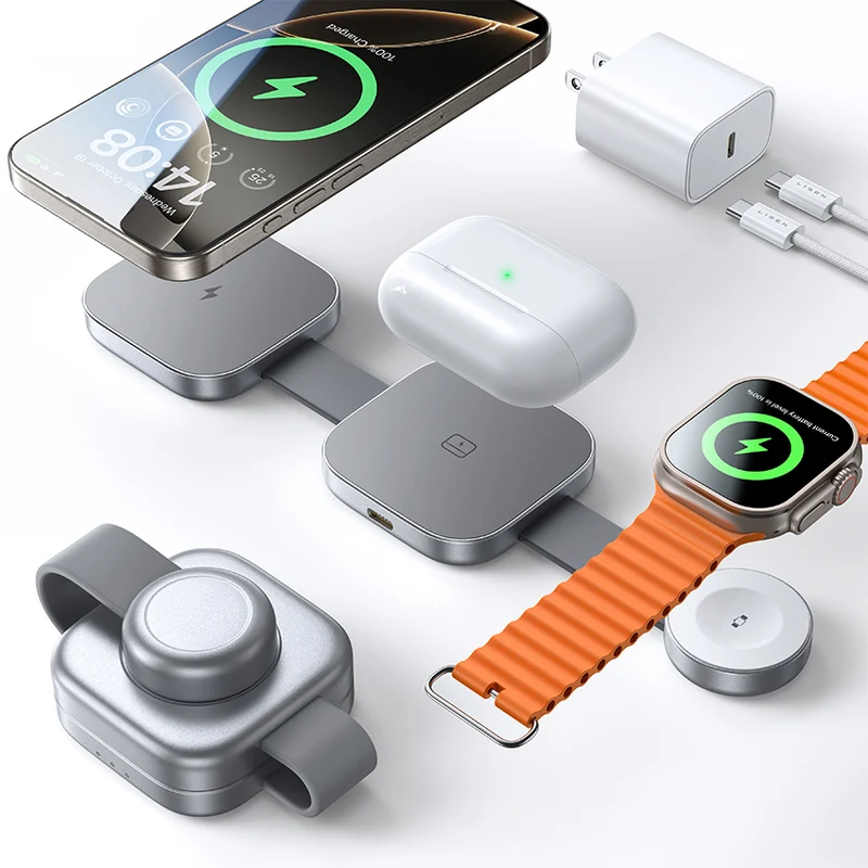 LISEN 15W 3-in-1 Ladestation für iPhone, Apple Watch & AirPods