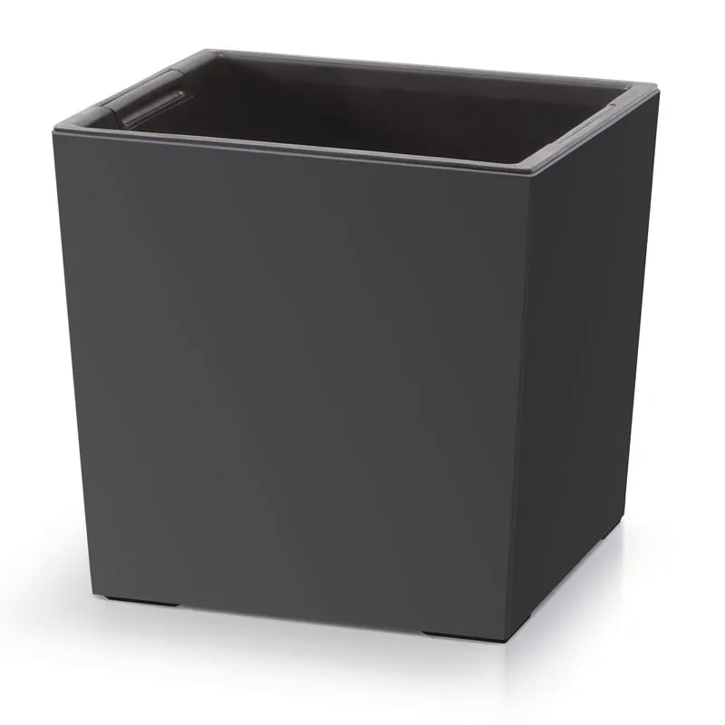 Prosperplast 2in1 Blumentopf mit Innenkübel Übertopf Pflanzentopf Kräutertopf Pflanzkübel Kunststoff Quadratisch 24 cm x 24 cm x 23,5 cm Anthrazit