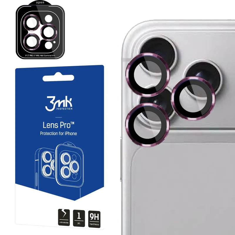 Objektivschutz für iPhone 18 Pro Max / 18 Pro, 3mk Lens Protection Pro, Burgunderrot
