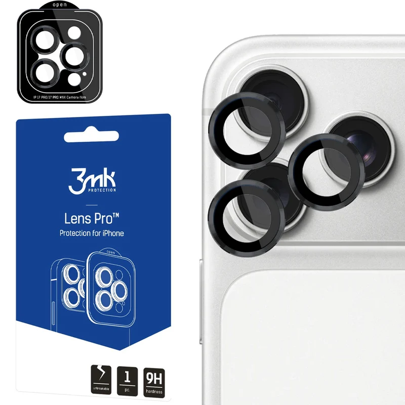 Objektivschutz für iPhone 18 Pro Max / 18 Pro, 3mk Lens Protection Pro, Schwarz