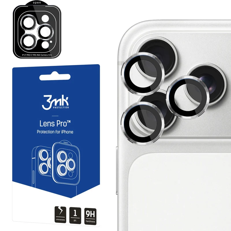 Objektivschutz für iPhone 18 Pro Max / 18 Pro, 3mk Lens Protection Pro, Silbern