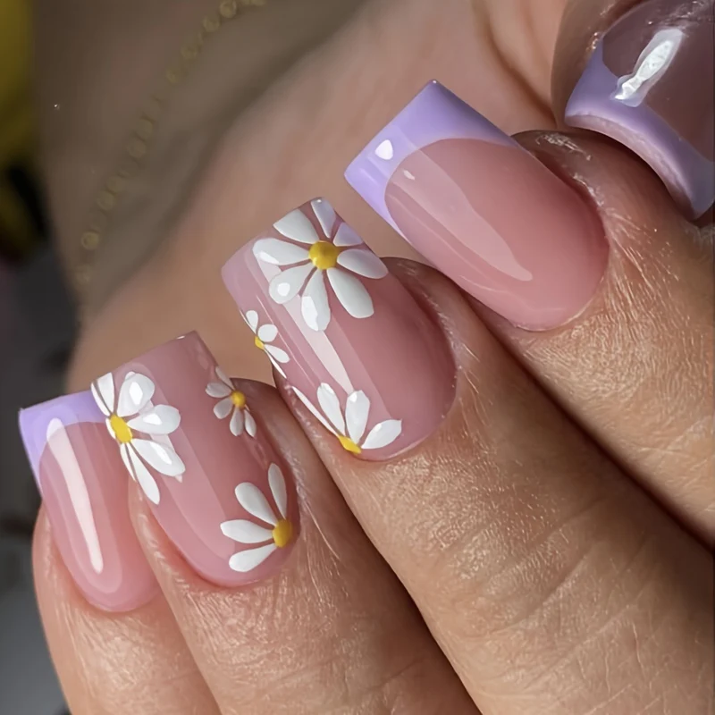 Künstlerische florale Acryl-Nagelerweiterungen Karnz