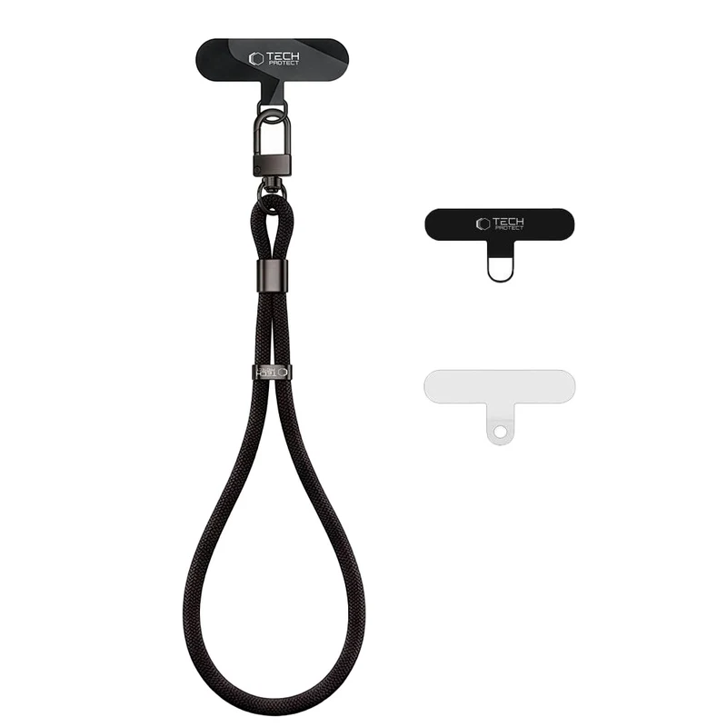 Handy Lanyard für das Handgelenk, universell, Tech-Protect C11S Rope Wrist Strap, Schwarz