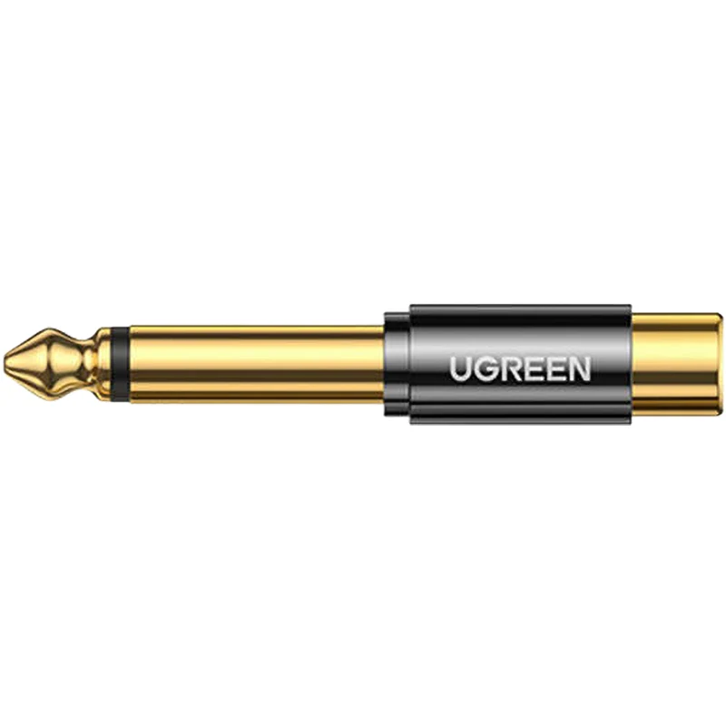 Adapter Jack 6.35 mm (Stecker) auf RCA (Buchse), Ugreen US169, Grau-Gold
