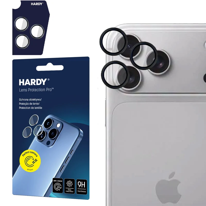 Objektivschutz für iPhone 18 Pro / Max, 3mk Hardy Lens Protection Pro, 1 Set, Schwarz