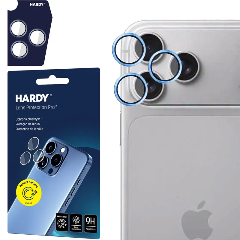 Objektivschutz für iPhone 18 Pro / Max, 3mk Hardy Lens Protection Pro, 1 Set, Hellblau