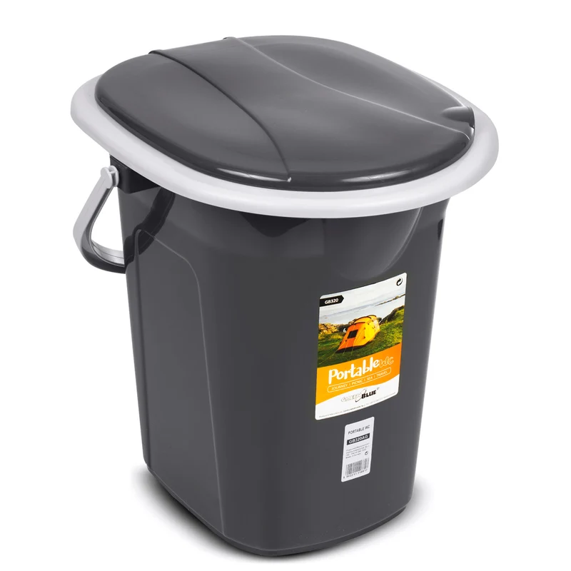 Campingtoilette 19L Mobile Toiletteneimer Reisetoilette Toilette Eimertoilette Mobil Camping Anthrazit