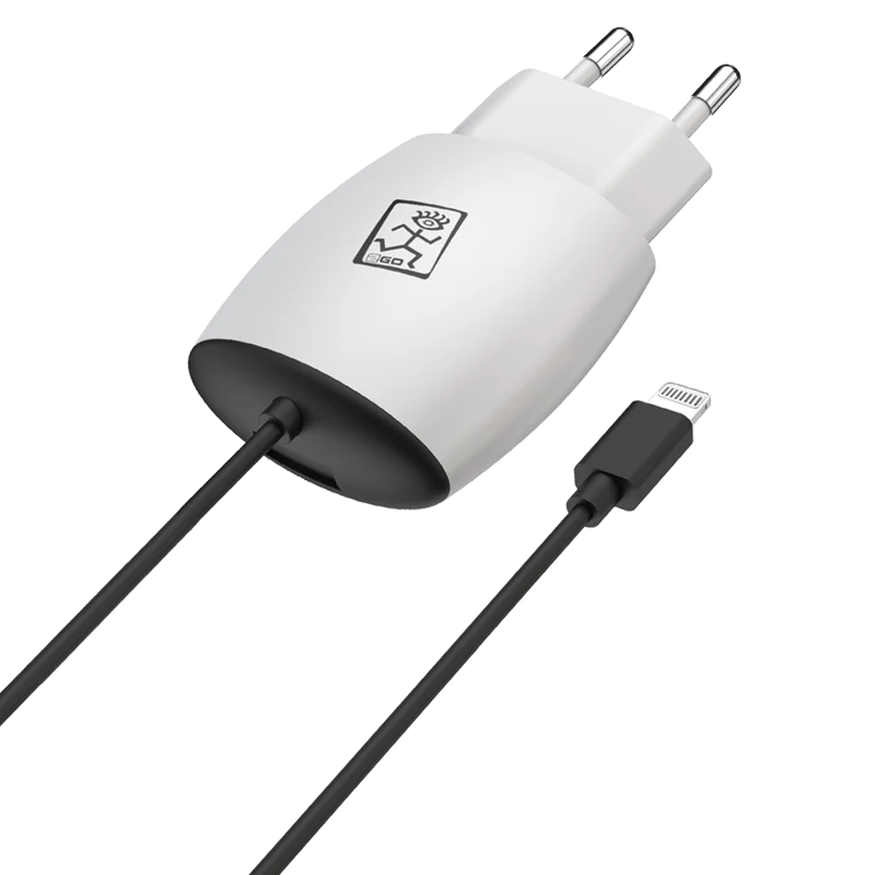 Netz-Ladegerät 100 V - 240 V - MFI zertifiziert - Apple 8-Pin & 1 x USB A - 12 W - 2400 mA - weiß