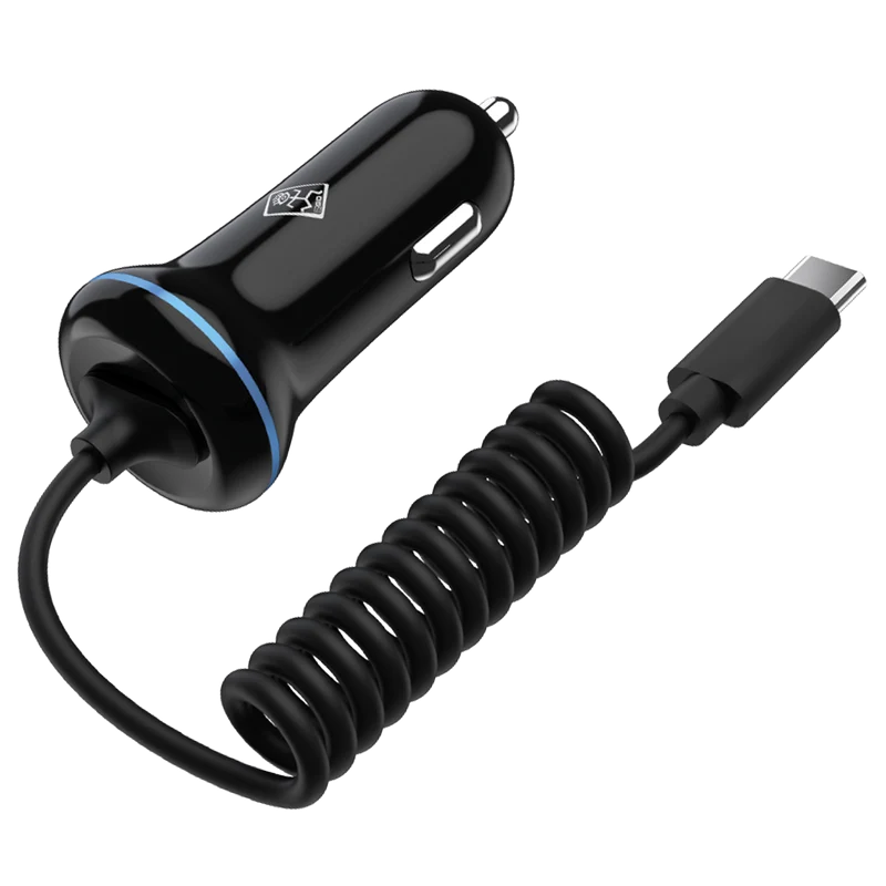 Kfz-Ladegerät 12 V / 24 V - USB Type-C & 1 x USB A - 15 W - 3000 mA - schwarz