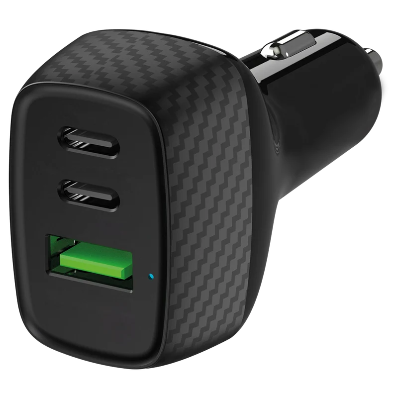 Kfz-Ladegerät 12 V / 24 V - Power Delivery - 1 x USB A & 2 x USB Type-C - 65 W - 3250 mA - schwarz