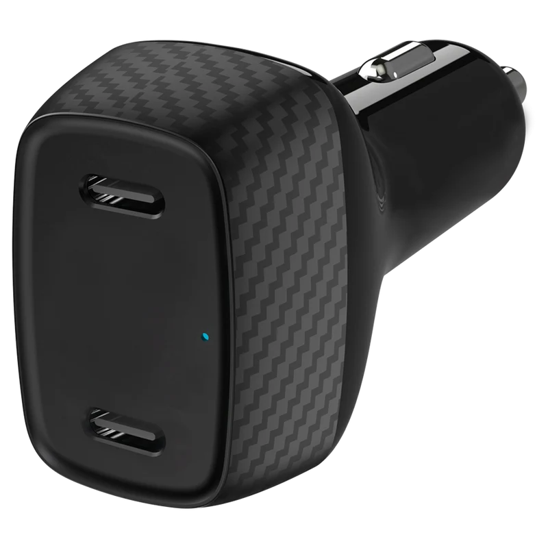 Kfz-Ladegerät 12 V / 24 V - Power Delivery - 2 x USB Type-C - 45 W - 3000 mA - schwarz