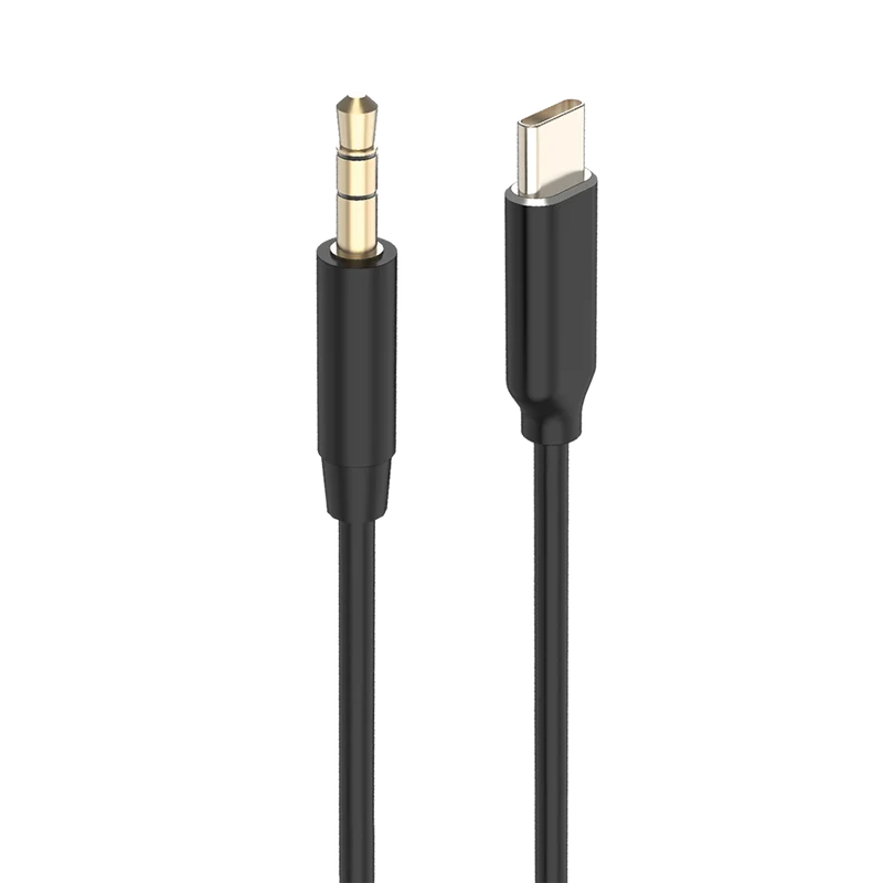 AUX / MP3 Audiokabel - 3,5 mm Klinkenstecker auf USB Type-C Stecker - vergoldete Stecker - 100 cm - schwarz