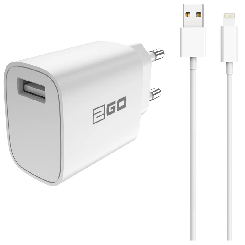 Netz-Ladeset 100 V - 240 V - 2-teilig - 8-Pin (Lightning) Kabel - 1 x USB A - 10 W - 2100 mA - weiß