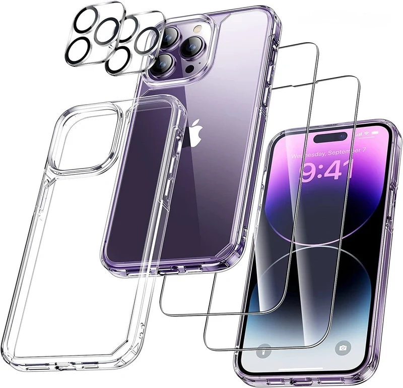 2x Schutzglas iPhone 17 16 15 14 13 12 , Pro, Pro Max + 2x Kameraschutz + 1x Hülle