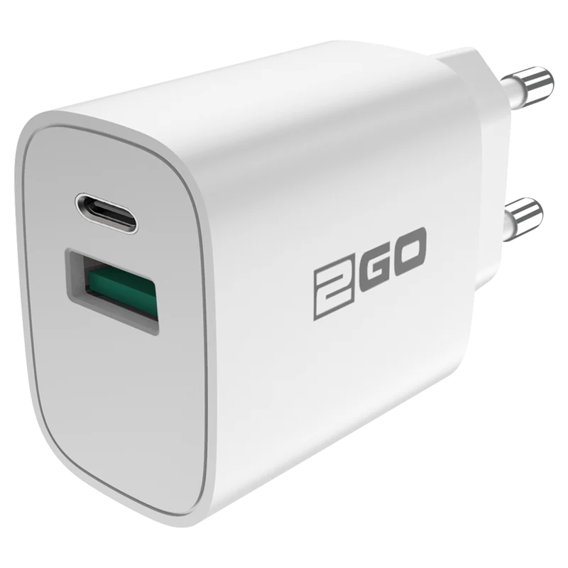Netz-Ladegerät 100 V - 240 V - Power Delivery & FastCharge - 1 x USB A & 1 x USB Type-C - 20 W - 3000 mA - weiß