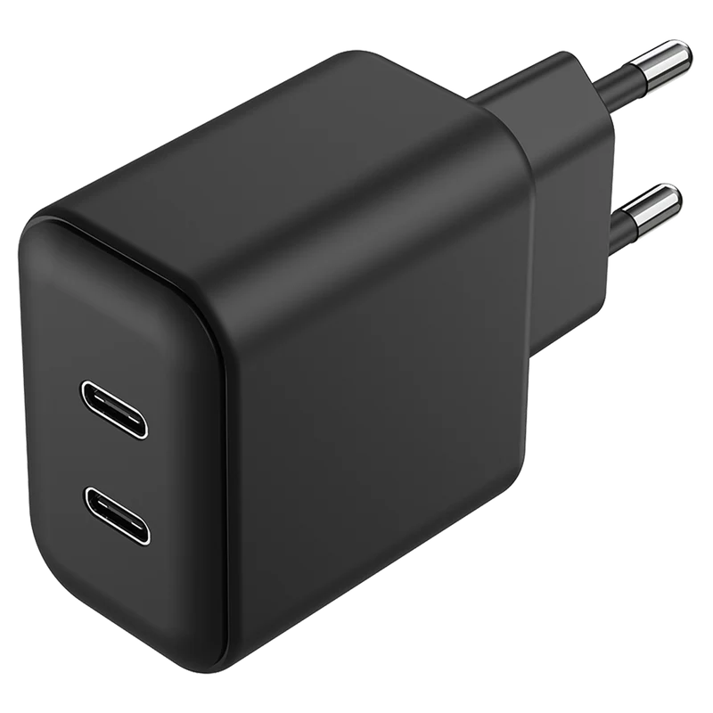 Netz-Ladegerät 100 V - 240 V - Power Delivery & PPS - 2 x USB Type-C - 45 W - 3000 mA - schwarz