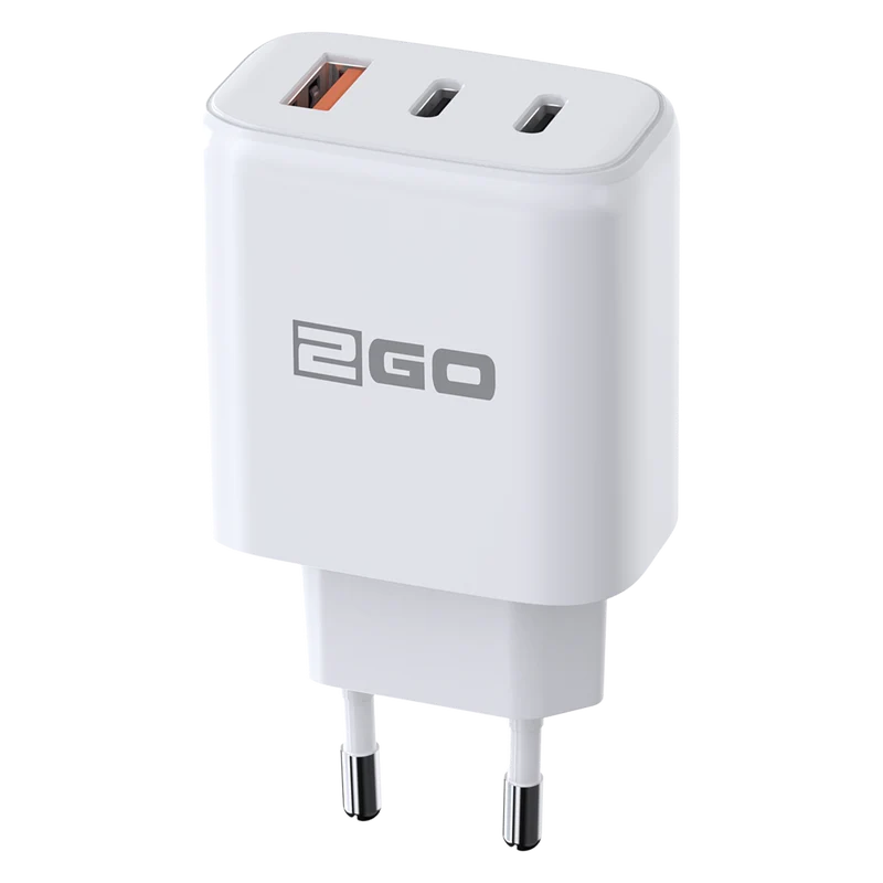 Netz-Ladegerät 100 V - 240 V - Power Delivery - 1 x USB A & 2 x USB Type-C - 65 W - 3250 mA - weiß