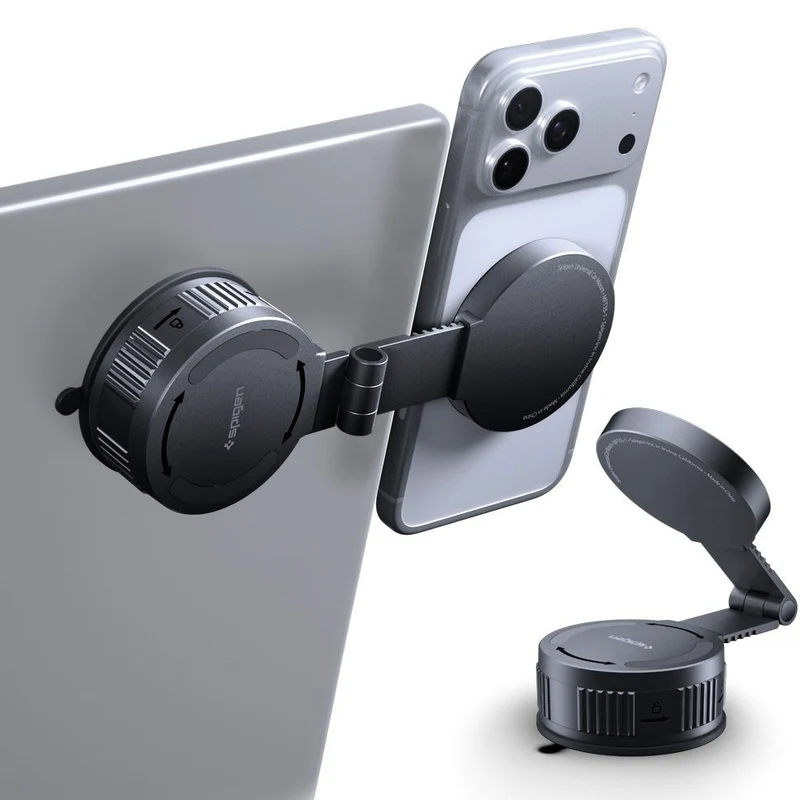Magnetische Autohalterung für MagSafe, für Armaturenbrett, Windschutzscheibe oder Fahrzeugdisplay, Spigen MFT35-1 Magnetic, Schwarz