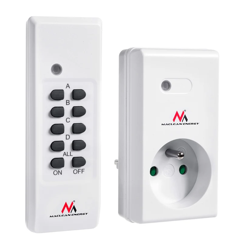 Maclean MCE151 Innensteckdose, die mit einer Fernbedienung gesteuert wird. 1 Stk. programmierbar + Fernbedienung + Batterie für Fernbedienung