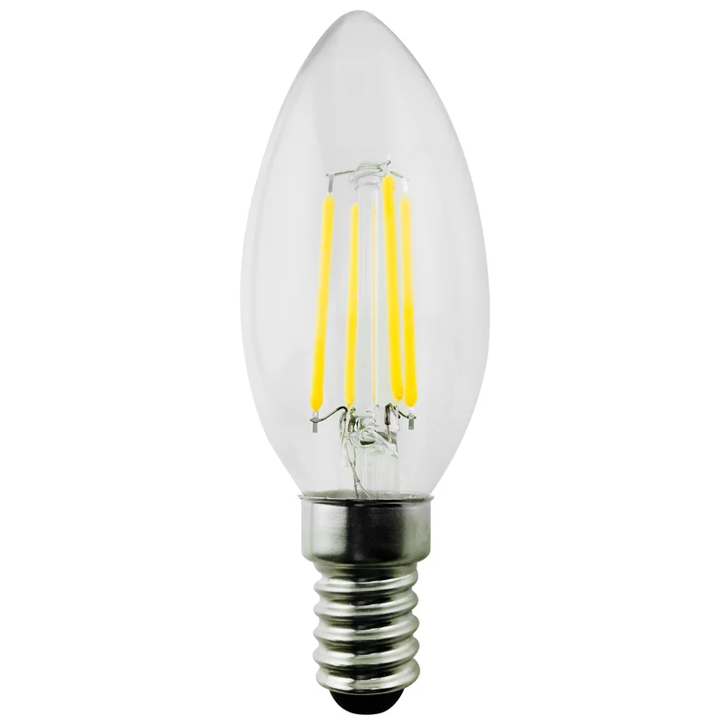 Retro Edison Filament Glühbirne LED Vintage Dekorative Glühlampe Beleuchtung Birne Warmweiß C37 (E14 4W Kerze 400lm)