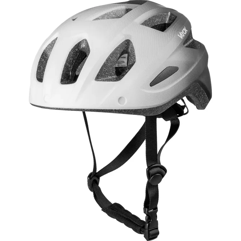 Fahrradhelm, Vayox Active + LED VA0424WBL, 58-61 cm, Größe L, Weiß-Schwarz